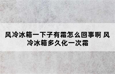 风冷冰箱一下子有霜怎么回事啊 风冷冰箱多久化一次霜